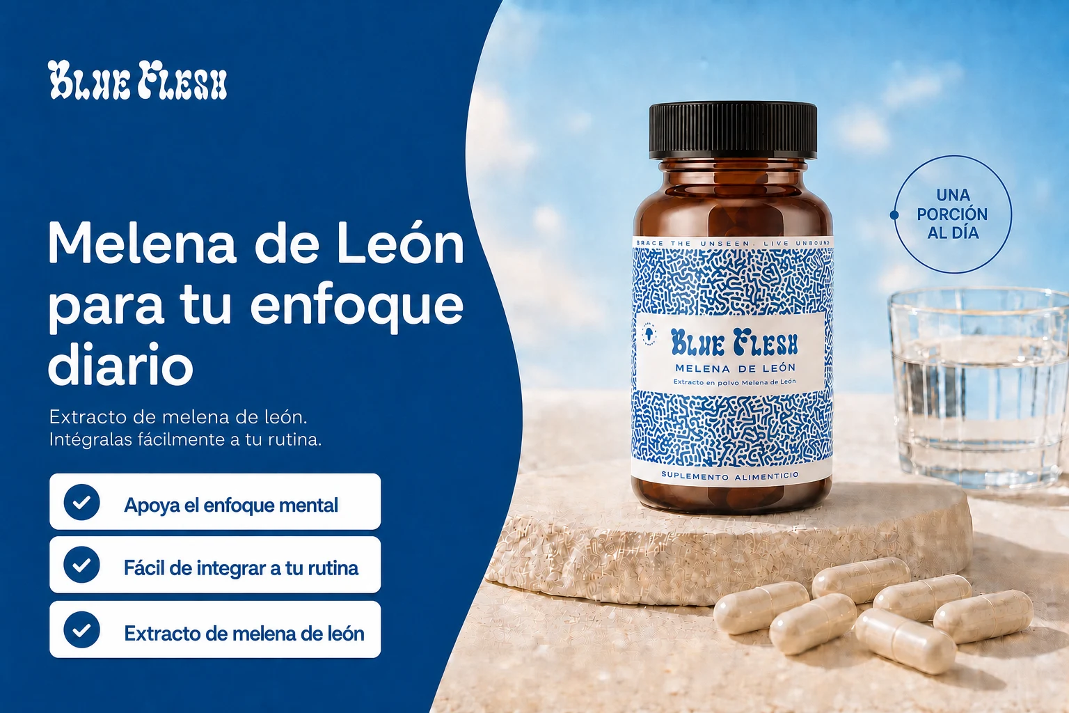 Cápsulas Blue Flesh Melena de León para integrar a tu rutina diaria